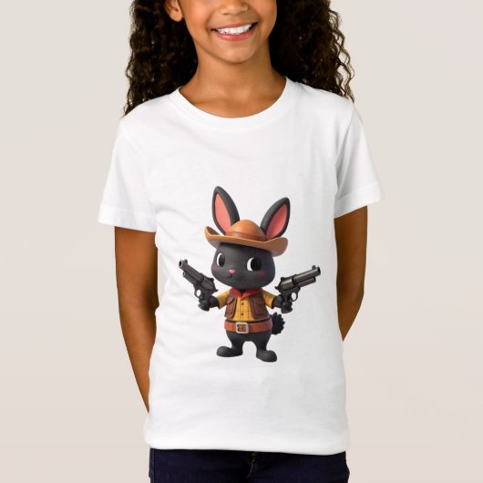 Black Baby Cowboy Bunny T-Shirt (Voorkant)