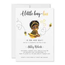 Black Baby Girl Bee Baby shower Invitation
