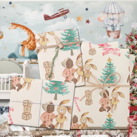 Black Baby Girl's Eerste Kerstvakantie Inpakpapier Vel