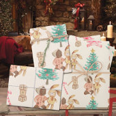 Black Baby Girl's Eerste Kerstvakantie Inpakpapier Vel