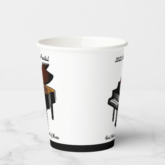 Black Baby Grand Piano Overweging Receptie Papieren Bekers (Links)