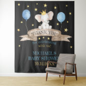 black baby shower stars balloon elephant backdrop wandkleed (In situ)
