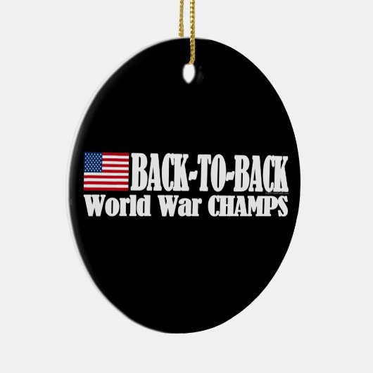 Black Back-to-back Amerikaanse Champs Keramisch Ornament (Rechts)