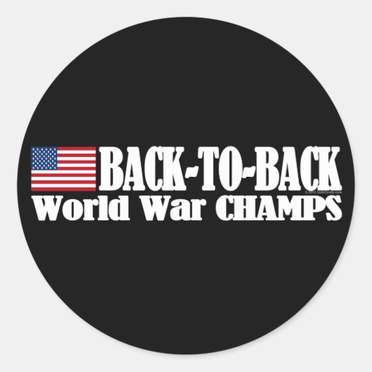 Black Back-to-back Amerikaanse Champs Ronde Sticker (Voorkant)