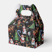 Black Background Christmas Decorative Pattern Bedankdoosjes (Achterkant)