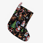 Black Background Christmas Decorative Pattern Grote Kerstsok (Voorkant (Hangend))