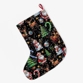 Black Background Christmas Decorative Pattern Grote Kerstsok (Achterkant (Hangend))