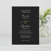Black Background White Gold Minimal Chic Wedding Kaart (Staand voorkant)