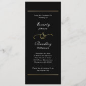 Black Background White Script Elegant Wedding  Programmakaart (Voorkant)