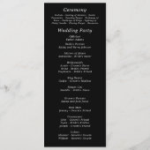 Black Background White Script Elegant Wedding  Programmakaart (Achterkant)