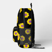 Black Backpack With Yellow & Purple Flowers  Bedrukte Rugzak (Rechts)