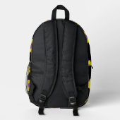 Black Backpack With Yellow & Purple Flowers  Bedrukte Rugzak (Achterkant)