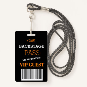 Black Backstage Music Festival Access Pass VIP Badge