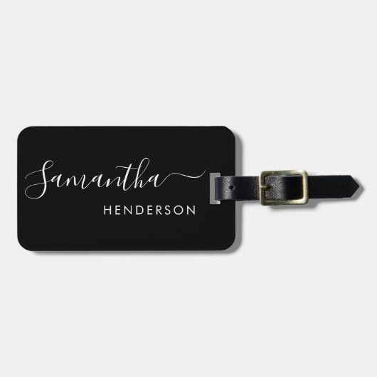 Black Bagagelabels Wedding Table Plan/Favor (Voorkant horizontaal)