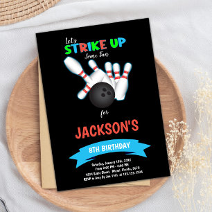 Black Ball Bowling Birthday-uitnodigingen Kaart