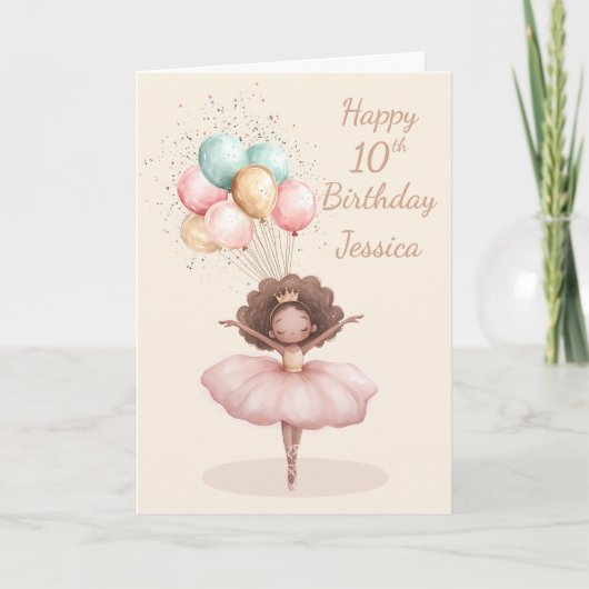 Black Ballerina 10th Birthday Card Kaart (Voorkant)