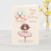 Black Ballerina 10th Birthday Card Kaart (Gele Bloem)