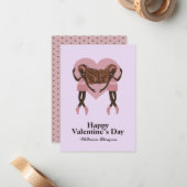 Black Ballerina Ballet Dance Custom Valentijnsdag Notitiekaartje (Voorkant / Achterkant in situ)