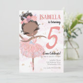 Black Ballerina Birthday Party Invitation Kaart (Staand voorkant)