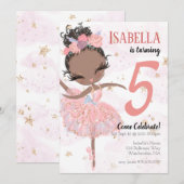 Black Ballerina Birthday Party Invitation Kaart (Voorkant / Achterkant)