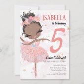 Black Ballerina Birthday Party Invitation Kaart (Voorkant)