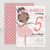 Black Ballerina Birthday Party Invitation Kaart (Voorkant / Achterkant)