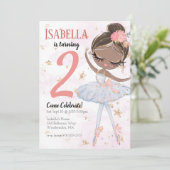 Black Ballerina Birthday Party Invitation Kaart (Staand voorkant)
