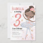 Black Ballerina Birthday Party Invitation Kaart (Voorkant)
