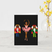 Black Ballerina Christmas Black Nutcracker Xmas Af Kaart (Gele Bloem)