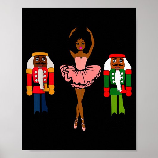 Black Ballerina Christmas Black Nutcracker Xmas Af Poster (Voorkant)