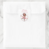 Black Ballerina Happy Birthday Vierkante Sticker (Tas)