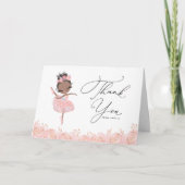 Black Ballerina in Pink Dress Floral Birthday Bedankkaart (Voorkant)