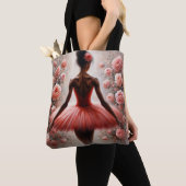 Black Ballerina in Red Tutu with Roses Afrocentric Tote Bag (Dichtbij)