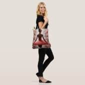 Black Ballerina in Red Tutu with Roses Afrocentric Tote Bag (Op model)