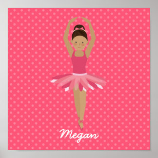 Black Ballerina op roze pokadots Poster