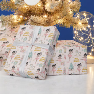 Black Ballerina Personalized Nutkraker Cadeaupapier