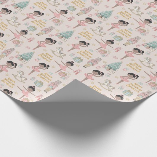 Black Ballerina Personalized Nutkraker Cadeaupapier (Hoek)