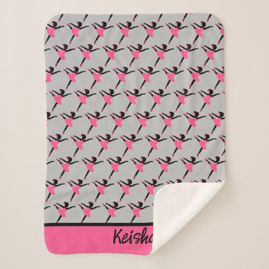 Black Ballerina Silhouette Persoonlijk Sherpa Deken (Voorkant)