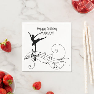 Black Ballerina & Swirl-Muzieknoten Napkins Servet