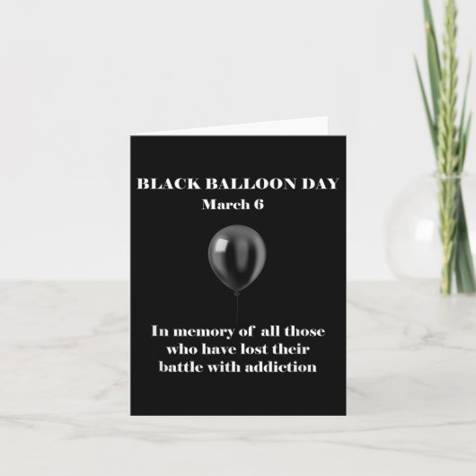 Black Balloon Day Overdose Awareness-toevoeging aa Kaart (Voorkant)