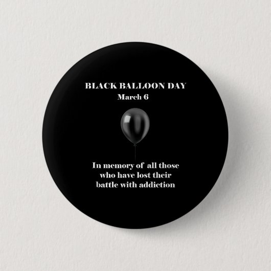 Black Balloon Day Overdose Awareness-toevoeging aa Ronde Button 5,7 Cm (Voorkant)