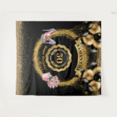 Black Balloons Gold Glitter 50ste Verjaardagsfeest Wandkleed (Voorkant (horizontaal))