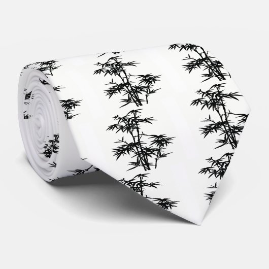 Black Bamboo Silhouette Stropdas (Opgerold)