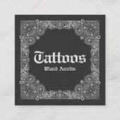 Black Bandana Paisley Tattoos Square Visitekaartje (Voorkant)
