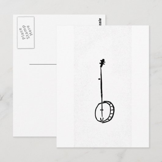 Black Banjo op White Briefkaart (Voorkant / Achterkant)