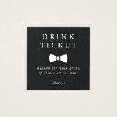 Black Bar Drink Ticket Wedding Beverage Token Vierkante Visitekaartjes (Voorkant)