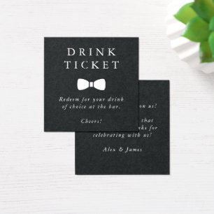 Black Bar Drink Ticket Wedding Beverage Token Vierkante Visitekaartjes