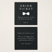 Black Bar Drink Ticket Wedding Beverage Token Vierkante Visitekaartjes (Voorkant /achterkant)