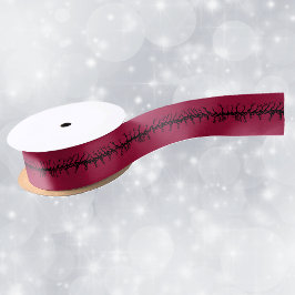 Black Barbed Branches on Blood Red Halloween Satijnen Lint