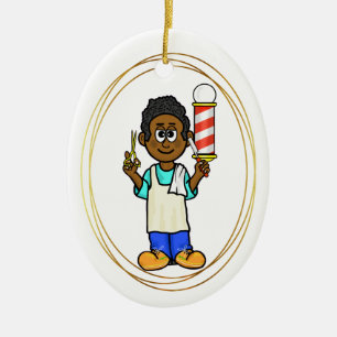 Black Barber-kerstversiering met naam Keramisch Ornament